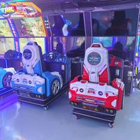 Simulateur de course automobile commercial, simulateur de conduite immersif, jeu d'arcade avec volant à retour de force et lumières LED