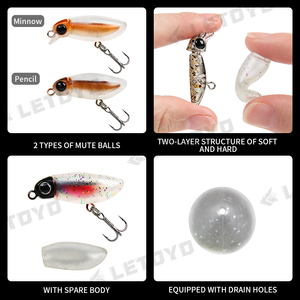 LETOYO LHB162 MuteBall Minnow Fishing Lure Mini Trout Fishing Lures 38mm 2.7g Soft Plastic Body <span class=keywords><strong>Surface</strong></span> Minnow Lure - Product Image 4