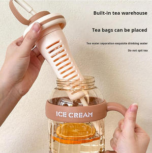 New Factory Wholesale Stock <strong>Large</strong>-sized Iced Water <strong>Cup</strong> Flower <strong>Tea</strong> Plastic <strong>Cup</strong> with Handle and Straw Wholesale <strong>for</strong> School Pupils - Product Image 4