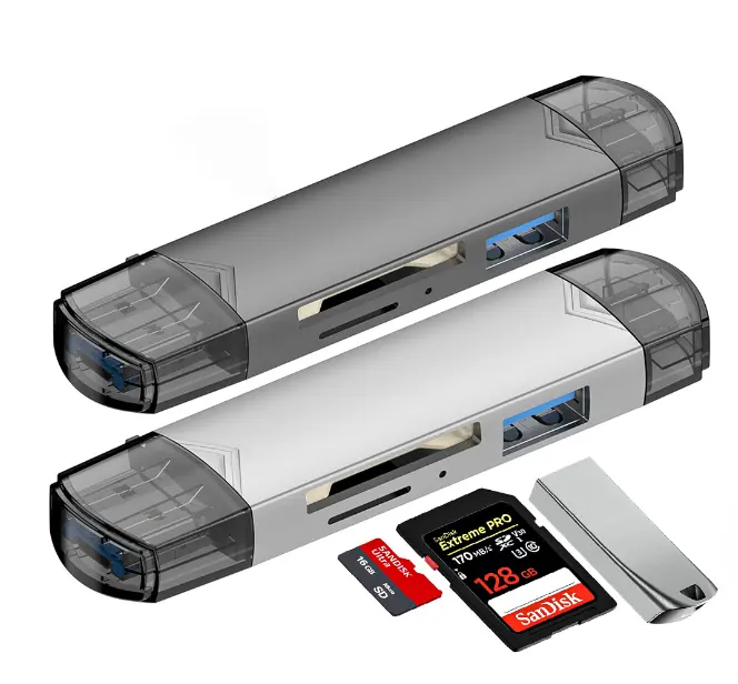 6 in 1 USB3.0TFマイクロSDメモリカードリーダーOTGアダプターType-CコネクタオールインワンデータコンバーターforPhone samsung xiaomi PC