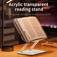 Boneruy R15 Produk Baru Logam Aluminium Aloi Transparan Bening Akrilik Baca Berdiri 360 Putar Dapat Disesuaikan Lipat Bookend