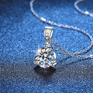 Simple Classic S925 Sterling Silver Necklace for Female Mosan Diamond With 1 <strong>Karat</strong> D Moissanite Three Claw <strong>Gift</strong> for Temperament - Product Image 5