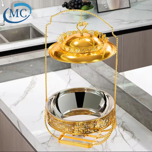 Penghangat Makanan Mewah Butterfly 8L Gold Pour Buffet Hanging Food Warmer Dome Chafing Dish Buffet Set untuk Katering - Product Image 2