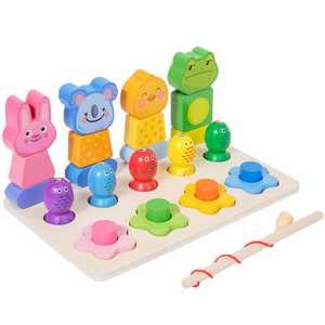 Jeu de pêche 3-en-1 en gros pour enfants, jouet cognitif de reconnaissance des couleurs, jeu de société interactif parent-enfant avec dessins animés - Product Image 1