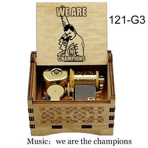 Boîte à musique en bois personnalisée, mécanisme de mouvement automatique, remontage manuel, chanson We Are the Champions, jouet, cadeau d'anniversaire, décoration de la maison - Product Image 3
