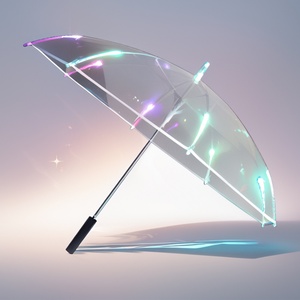 Wholesale 23-Inch Transparent PVC Straight <b>Umbrella</b> 8 Ribs LED Lights Windproof Modern Creative Decoration Folding Business - Product Image 1