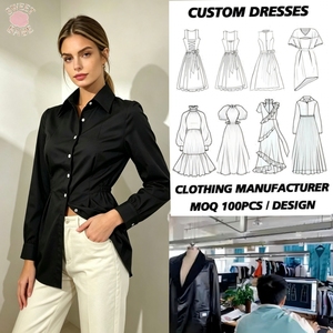 Blusa elegante ajustada de manga larga con cuello vuelto y botones, blusa formal para oficina, trabajo y negocios para mujer - Product Image 1