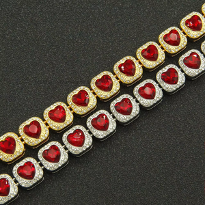 Red Love Rhinestone Bracelet Bracelet, <b>Men</b> and Women Cool Personalized Couple Bracelet Jewelry Tanjing Fashion Lijing Necklace - Product Image 2