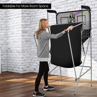 Jeu d'arcade de basket-ball pliable à double tir avec 8 modes de jeu et notation électronique pour intérieur et extérieur