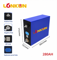 Cellule de batterie au lithium LiFePO4 prismatique LongKun 280Ah 3.2V pour système de stockage d'énergie solaire, EV, ESS, OEM, ODM