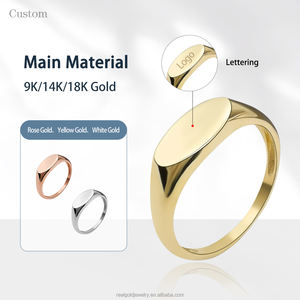 Echter Siegelring aus 14K massivem <span class=keywords><strong>Gold</strong></span>, minimalistisch, Inspiration, Freundschaft, echter 14-Karat-Goldring für Herren, Goldringe für Damen - Product Image 1