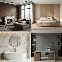 Panneau mural LUXHOUSE moderne en SPC, imperméable, ignifuge, toucher doux, imitation bois/marbre, garantie de plus de 5 ans, cuisine, chambre, salon