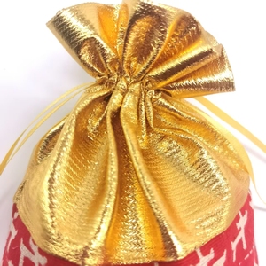 Bolsas de Algodón Personalizables con Cordón, Estampados Navideños en Tela Dorada y Plateada, Artículos para Fiestas - Product Image 5