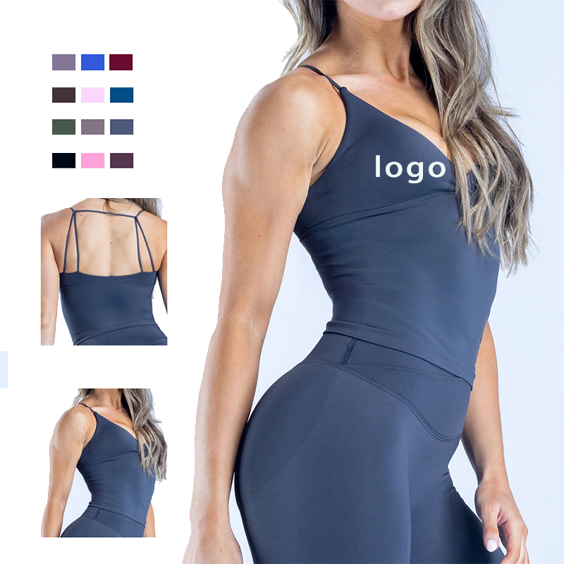Cross-border Seamless Spandex/Nylon Yoga Vest Women's Regular Fit Elastic Quick-drying Breathable Top