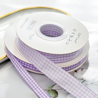 Offres Spéciales : Ruban à Carreaux de 1 cm avec Fleurs Fraîches, Ruban Cadeau, DIY Floral, Décoration de Cadeaux, Ruban en Satin pour Emballage de Gâteaux