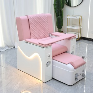 Sillón de Pedicura de Lujo en Cuero PU Rosa con Bañera para Pies y Luz LED para Salón de Uñas y Salón de Belleza - Product Image 2