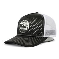 Casquettes de camionneur en maille pour hommes, prix réduit, qualité supérieure, design en silicone PVC, couleur assortie, trous perforés, cinq panneaux