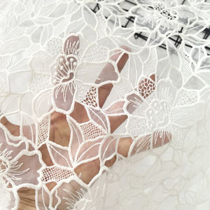 <span class=keywords><strong>2025</strong></span>年 大人気 フランス製 高品質 ホワイト オーガンザ ミルクシルク レーザー刺繍 レース生地 ドレス用 - Product Image 4