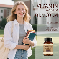 Capsules de Vitamine D3+B12 pour Adultes - Énergie par Portion (2 Capsules) Durée de Conservation de 24 Mois 60 Capsules/Flacon Complément Alimentaire
