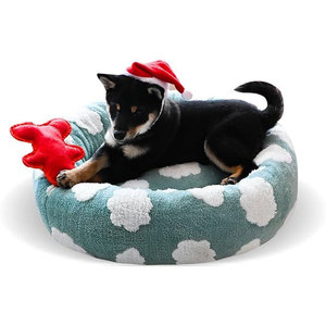 Cama redonda antiansiedad esponjosa para perros Donut, lavable, resistente a mordeduras, acogedora cama para dormir para mascotas para perros pequeños y medianos - Product Image 1