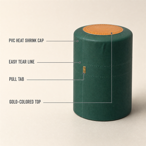 Capsula Termoretraibile in PVC Verde 32x42mm per Collo di <span class=keywords><strong>Bottiglia</strong></span> di Olio d'Oliva con Linea di Apertura Facilitata, Logo Personalizzato Stampato, Fornitore all'Ingrosso - Product Image 3