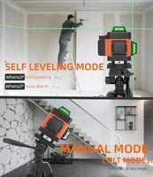 Niveau laser vert 4D à 16 lignes 360°, trépied de 72 pouces, 2 batteries, télécommande et sac, pour le carrelage et la construction