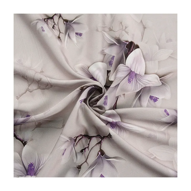 Printed Custom Floral Design Armani Silk like Satin Chiffon Fabric for Women Dress Skirt Pajamas Clothes scarf