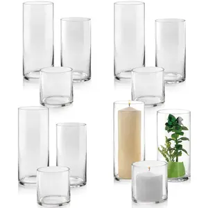 Großhandel runde günstige klar zylinder glas vase