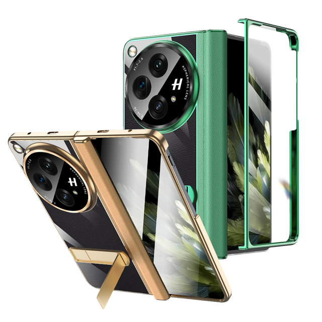 Luxury Design Electroplating Transparent Full Coverage Phone Case with Metal Bracket for Oppo Find N3 and for OnePlus Open