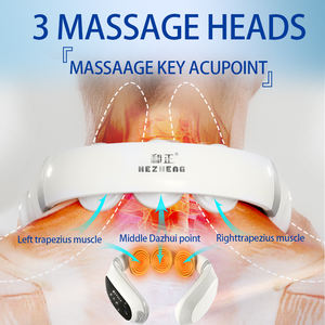 Masseur de cou <span class=keywords><strong>électrique</strong></span> sans fil HEZHENG avec 3 impulsions de chaleur et 3 coussins de massage Soulagement des tissus profonds offert Télécommande sans fil - Product Image 3