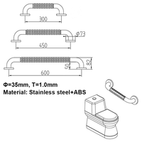 Barre d'appui ABS pour salle de bain, main courante de sécurité murale pour personnes âgées, handicapées, hôpitaux, douches et toilettes