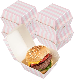 Kotak Kaku Berventilasi Flip Top, Kertas Berlapis Daur Ulang, Kemasan Makanan Sekali Pakai untuk Katering, Kotak <span class=keywords><strong>Burger</strong></span> Kokoh, Kotak Cokelat - Product Image 1