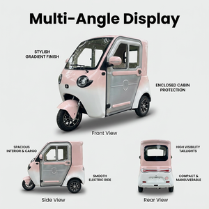 Tricycle électrique fermé pas cher, tricycle à assistance électrique, double usage pour le transport de passagers et de marchandises à domicile, vélo électrique à 3 roues - Product Image 3