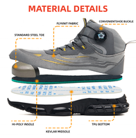 Chaussures de travail pour homme, baskets à boucle rotative, tissu tricoté respirant, noires, avec embout en acier anti-écrasement, chaussures de sécurité pour la construction