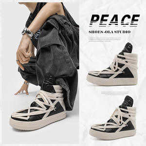 Scarpe Autunnali da Uomo, Sneakers Traspiranti Alte, Stivali Classici con Cinturino a Triangolo Invertito in Stile Europeo e Americano, per Uso Quotidiano Casual - Product Image 2