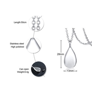 Can Open Waterdrop Ash Urn Pendant <b>Necklace</b> Stainless Steel Pet Memorial Cremation Jewelry - Product Image 3