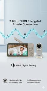 Moniteur vidéo pour bébé intelligent WiFi Tuya KT-566W avec écran IPS de 5 pouces, 1080P, suivi AI, caméra PTZ, audio bidirectionnel, surveillance 2,4 GHz - Product Image 5