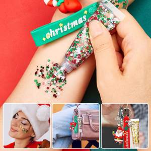 Clear Tubes Sombra <span class=keywords><strong>de</strong></span> ojos Labio <span class=keywords><strong>Uñas</strong></span> Maquillaje Festival Fiesta Brillo Gel Lentejuelas Personalizado Navidad Cara Cuerpo Brillo Gel para el cabello Llavero - Product Image 4