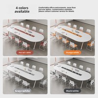 Table de conférence ovale avec chaises, combinaison moderne en mélamine, minimalisme contemporain, sans peinture, avec bordure entièrement automatique pour réunions