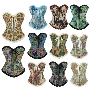 Femmes Corset Top Vintage Monet Peinture à l'huile Fleur Korset <span class=keywords><strong>Bustier</strong></span> Gothique Taille Shaping Corset <span class=keywords><strong>Lingerie</strong></span> - Product Image 1