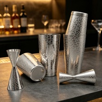 Ensemble de shakers à cocktails Boston minimalistes de luxe avec effet de fissures de glace, ensemble complet d'outils de brassage de cocktails pour barman professionnel