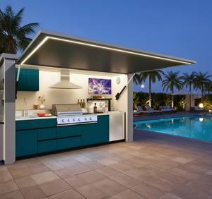 Estación de Servicio para Fiestas Resistente a la Intemperie, de Acero Inoxidable, Barra de Cocina para Exteriores con Cubitera y Almacenamiento - Product Image 1