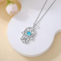 925 Sterling Silver turquoise hamsa main hébreu juif bijoux pendentif collier judaïsme Judaica