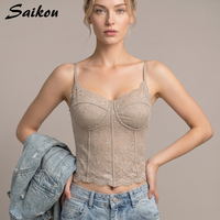 Nouvel Arrivage – Caraco Sexy en Dentelle Doux et Respirant avec Soutien-Gorge Intégré et Coussinets Rembourrés pour Femme – Vente en Gros