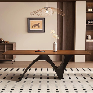 Juego de mesa de comedor Rectangular de madera maciza Retro moderna, una mesa con cuatro sillas para sala de estar o muebles de apartamento - Product Image 5