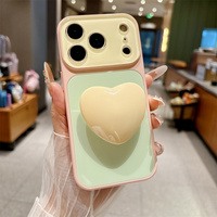 Nouvelle coque de téléphone antichoc en acrylique avec blocs de couleur contrastés en forme de cœur pour 17 Pro Max