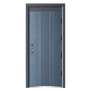 China 6 Panel 6 Lite imprimado superficie de grano blanco entrada exterior puerta de acero con jamba de puerta de madera de pino - Product Image 4