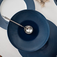 Service de table de luxe en porcelaine fine, vaisselle de cuisine, assiettes en céramique bleu et blanc