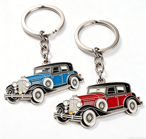 Custom Metal Enamel Vintage Car Key Chain Racing Car <b>Keyring</b> Silver <b>Ring</b> Chain Promotional Gift - Product Image 6