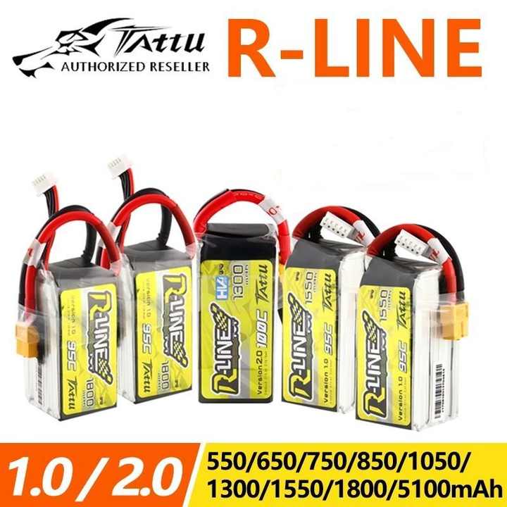 【2個セット】Tattu R-Line1.0 6S 95C 5100mAhリポ Tattu 5100mah 6S 95C 22.2V R-Line Lipo Battery with AS150 Plug